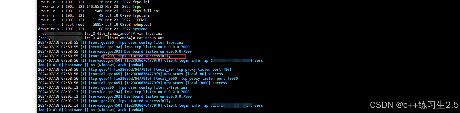 frp内网穿透云服务器。云服务器映射多个家庭局域网内网端口。家庭Windows主机内网运行多个web程序