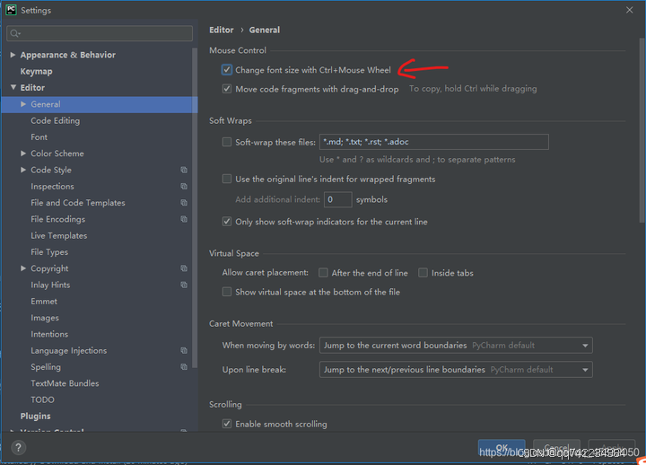 Pycharm 随时调整字体大小(放大或缩小)