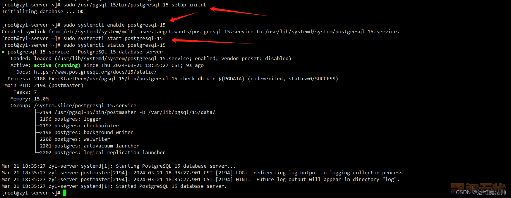 Linux 在线yum安装： PostgreSQL 15.6数据库