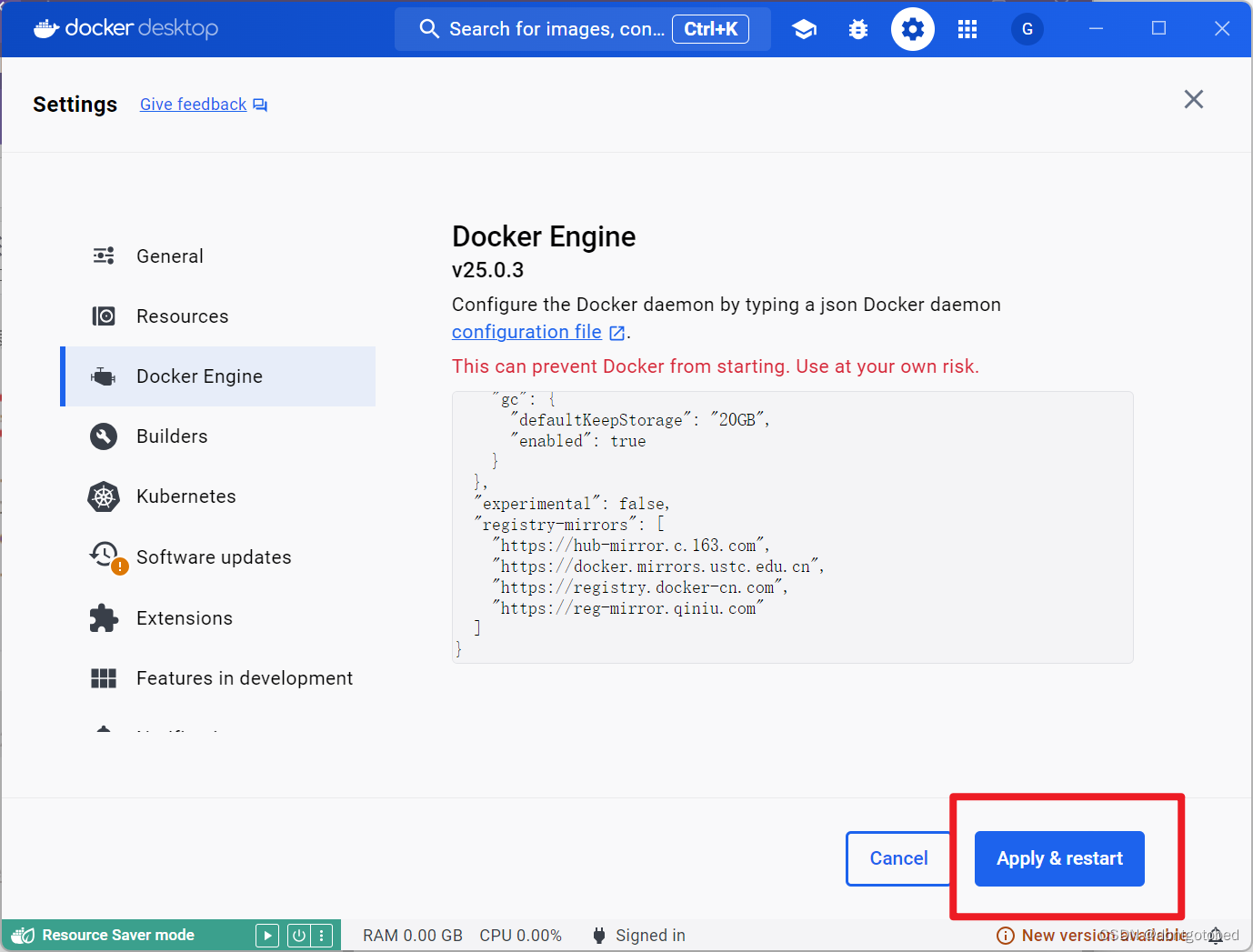Docker桌面版配置镜像源（纯小白版）